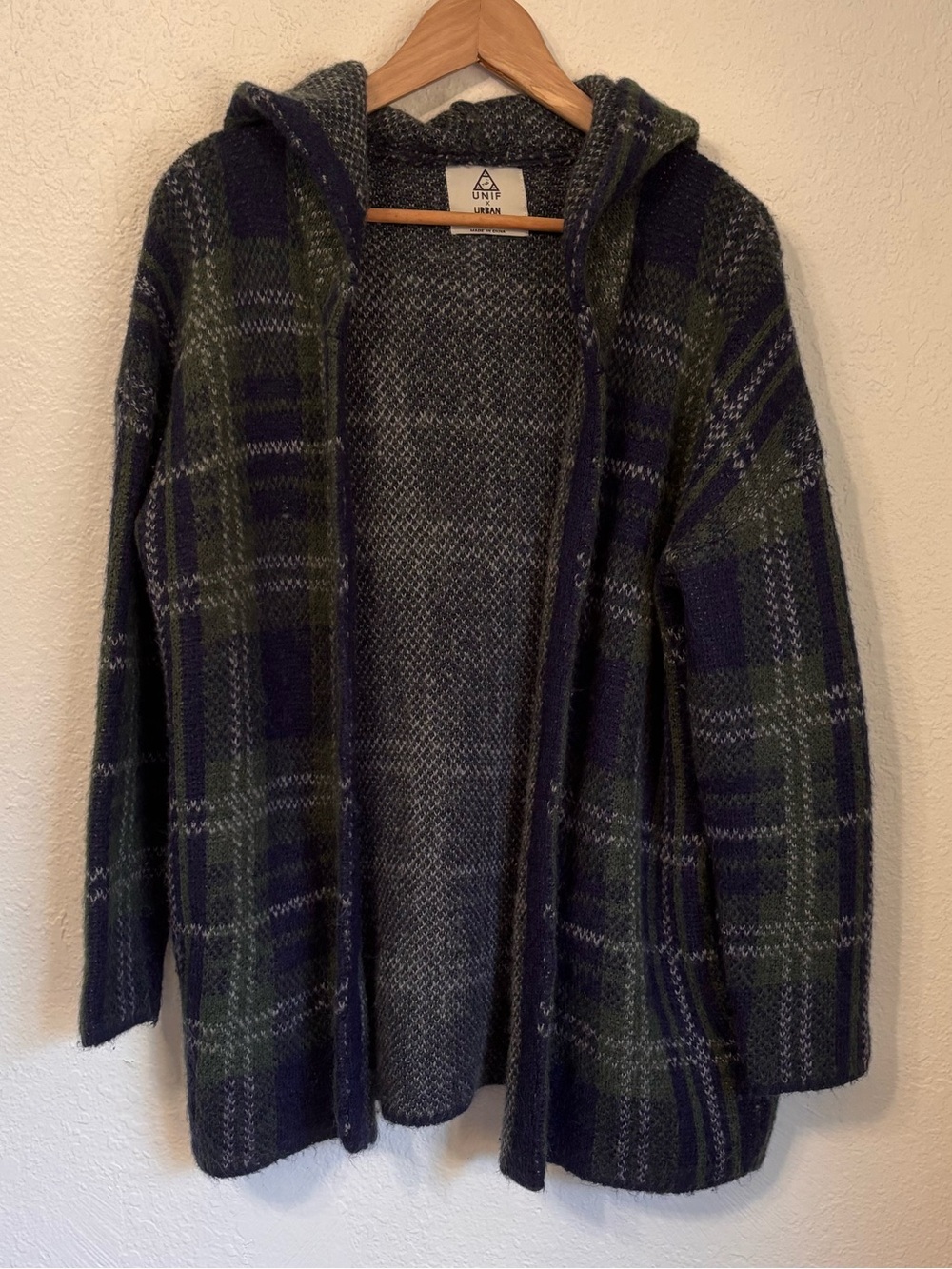 UNIF x Urban Outfitters Plaid Open Hooded Cardigan XS